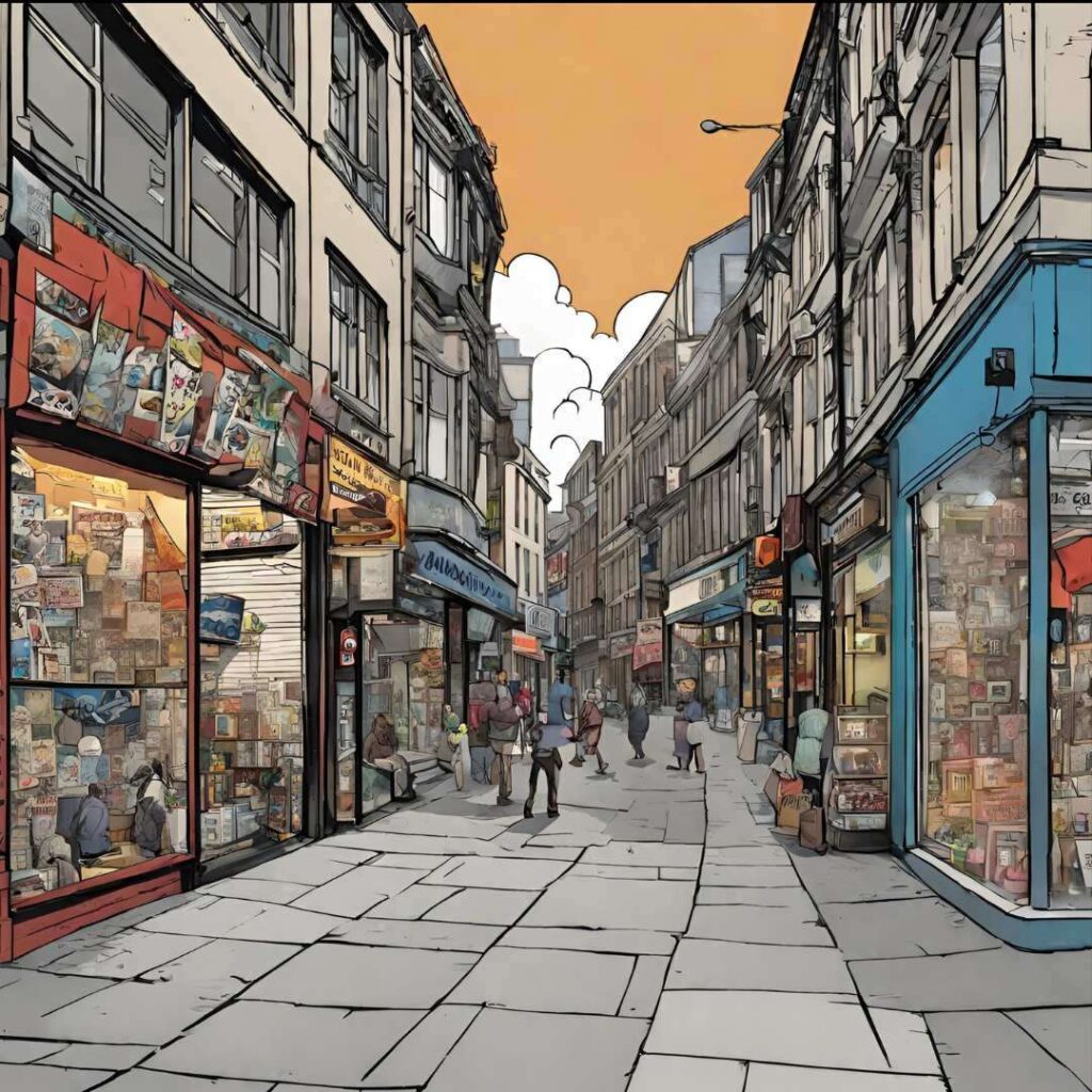 UK High Street cartoon