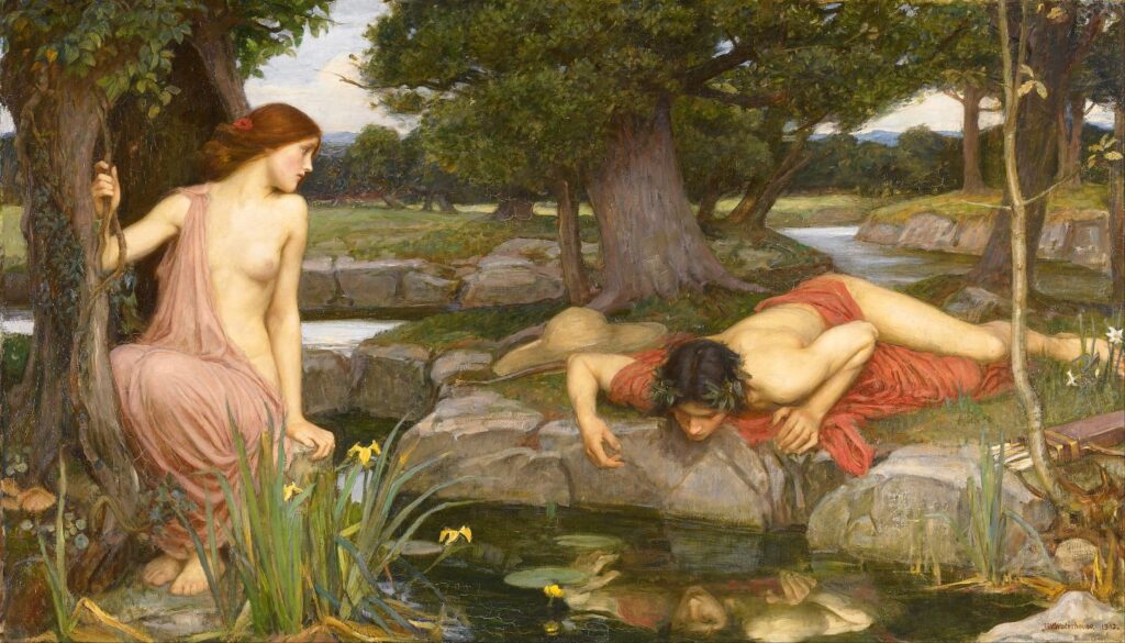 ECHO AND NARCISSUS JOHN WILLIAM WATERHOUSE PAINTING